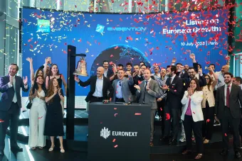 CEO of Embention ring opening bell Euronext Growth Paris to celebrate listing